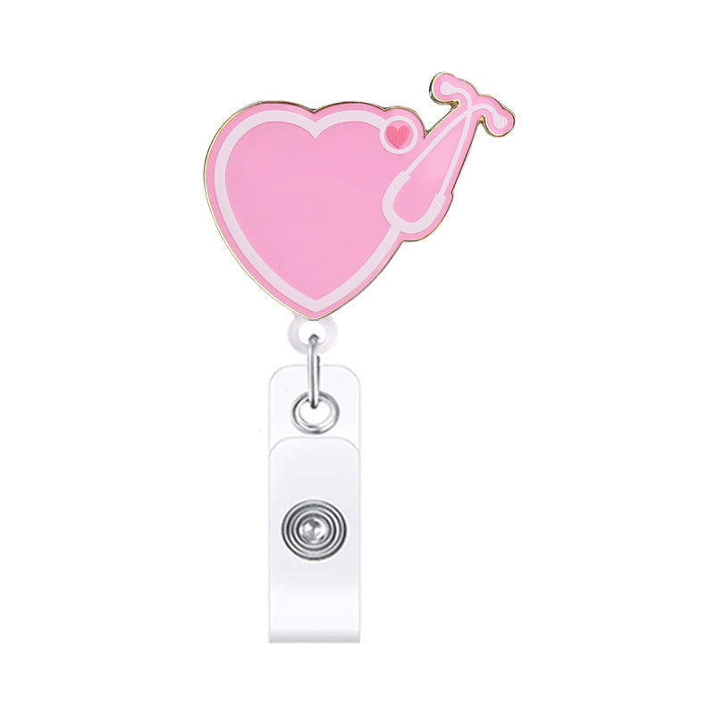 Wholesale Leopard Print Medical Stethoscope Badge Scroll Retractable ABS Keychain